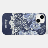 Faux Blue Velvet en Simulate Lace Embroidery Case-Mate iPhone Case (Achterkant (horizontaal))