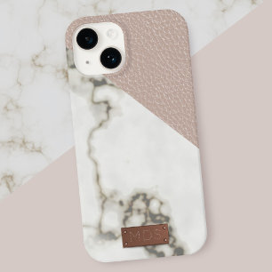 Faux Blush Leather Marble iPhone 15 Case