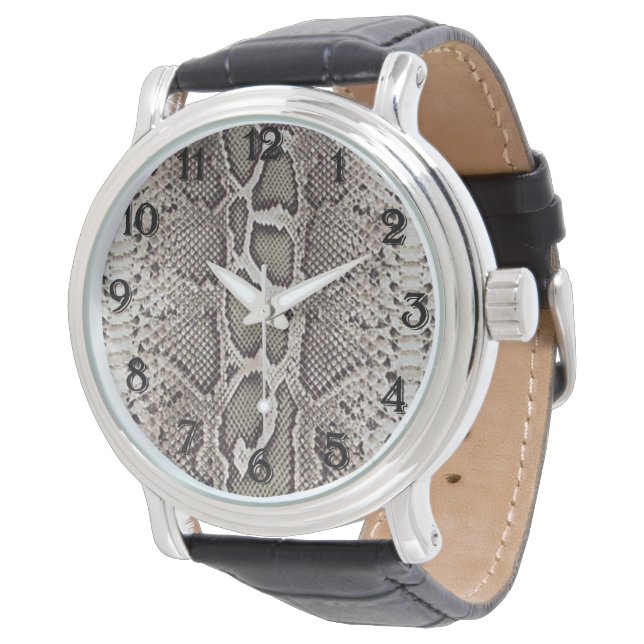 Faux Boa Constrictor Snakeskin Horloge (Gekanteld)