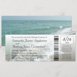 Faux Boarding Pass Beach Wedding Ticket uitnodigin Kaart