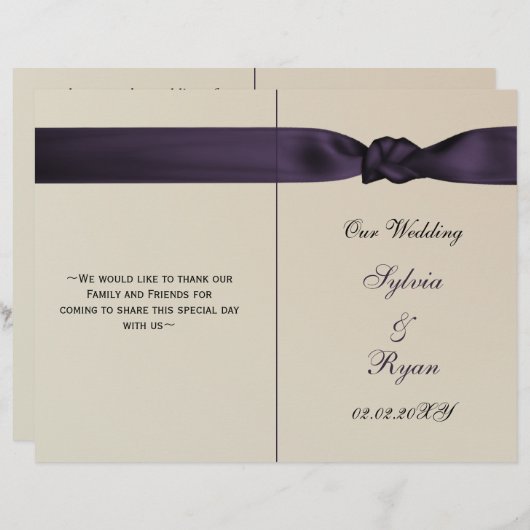 FAUX-boeg voor paarse trouwprogramma's (Voorkant / Achterkant)