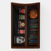 Faux Boekenplank Haunted House Lab Halloween Spandoek (Verticaal)