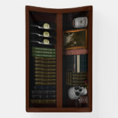 Faux boekenplank spookhuis Heks Den Halloween Spandoek (Verticaal)