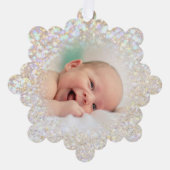 faux bokeh glitter baby foto ornament kaart (Voorkant)