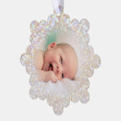 faux bokeh glitter baby foto ornament kaart (Links)