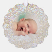 Faux Bokeh Glitter Effect baby Foto Ornament Kaart (Voorkant)