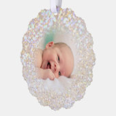 Faux Bokeh Glitter Effect baby Foto Ornament Kaart (Links)