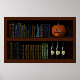 Faux Book Shelf Haunted House Poster
