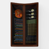 Faux Book Shelf Haunted House Spandoek (Verticaal)