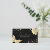 Faux Bord Ivoor Gouden Vlinder Sparkle Visitekaartje (Staand voorkant)