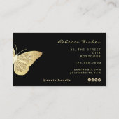 Faux Bord Ivoor Gouden Vlinder Sparkle Visitekaartje (Achterkant)