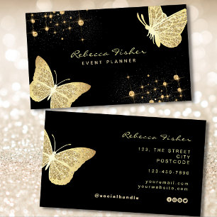 Faux Bord Ivoor Gouden Vlinder Sparkle Visitekaartje