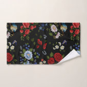 Faux borduurende rode en blauwe bloemen bad handdoek (Handdoek)