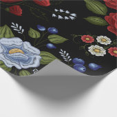 Faux borduurende rode en blauwe bloemen cadeaupapier (Hoek)