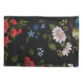 Faux borduurende rode en blauwe bloemen kussensloop (Achterkant-Links)