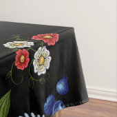 Faux borduurende rode en blauwe bloemen tafelkleed (Voorbeeld)