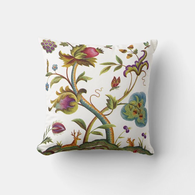 Faux borduurwerk - Tree of Life Jacobean Crewel Kussen (Voorkant)