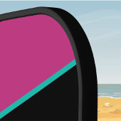 Faux Borduurwerk Tropische vis Blauw Roze Monogram Pickleball Paddle