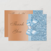 Faux Bow Sequins Blauwe Melk Chocolade Bedankt (Voorkant / Achterkant)