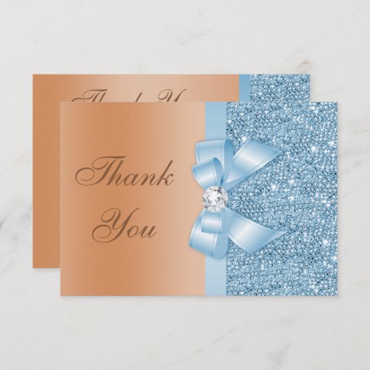 Faux Bow Sequins Blauwe Melk Chocolade Bedankt (Voorkant / Achterkant)