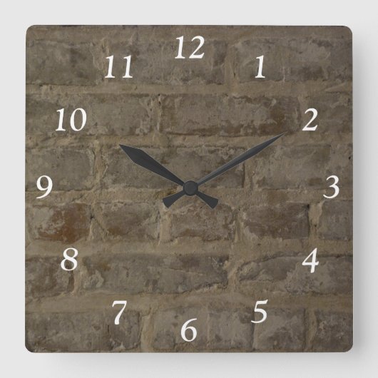 Faux Brick Wall Vierkante Klok (Voorkant)