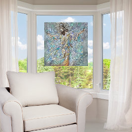 Faux Broken Glass Jesus Raamsticker
