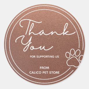 Faux Bronze Aangepaste Schattigee Paw Pet Store Za Ronde Sticker