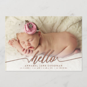 Faux Bronze Baby Geboorteaankondiging Fotokaarten Aankondiging