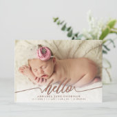 Faux Bronze Baby Geboorteaankondiging Fotokaarten Aankondiging (Staand voorkant)