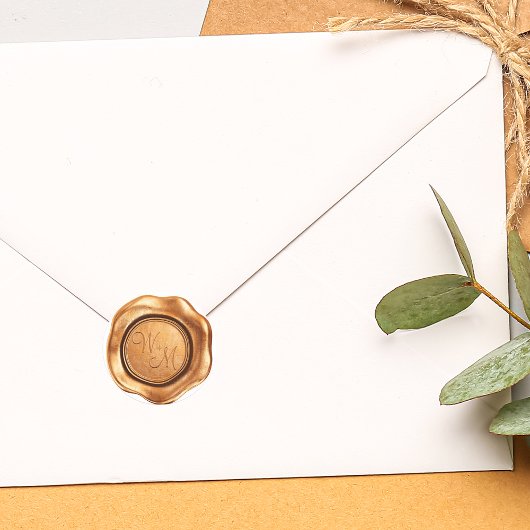 Faux Bronze Wax Initialen Monogram Ronde Sticker