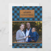 Faux Brown Blauwe Buffalo met kerstmis Feestdagenkaart (Voorkant)