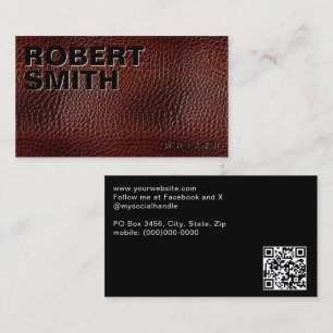Faux Brown Leather Alligator Skin Visitekaartje