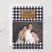 Faux Brown Leather Black Buffalo's kerstmis Feestdagenkaart (Voorkant)