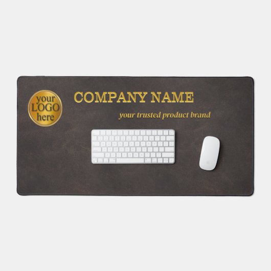 Faux Brown Leather Company Desk Mat (Keyboard & Muis)