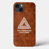 Faux Brown Leather Modern Business Logo Case-Mate iPhone Case (Achterkant)