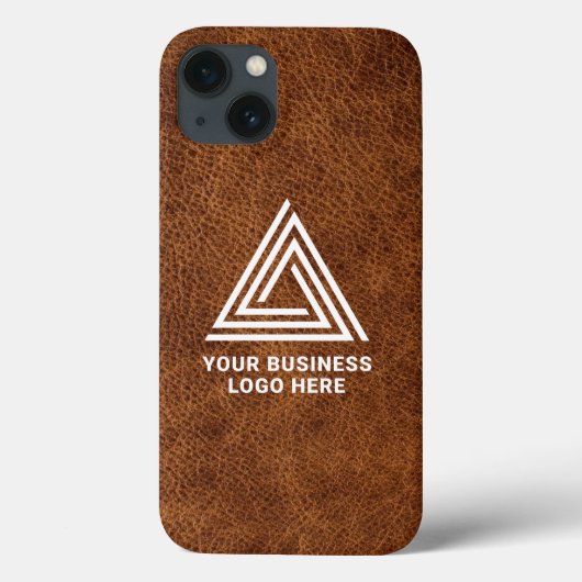 Faux Brown Leather Modern Business Logo Case-Mate iPhone Case (Achterkant)
