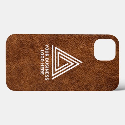 Faux Brown Leather Modern Business Logo Case-Mate iPhone Case (Achterkant (horizontaal))