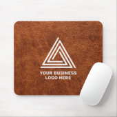 Faux Brown Leather Modern Business Logo Muismat (Met muis)