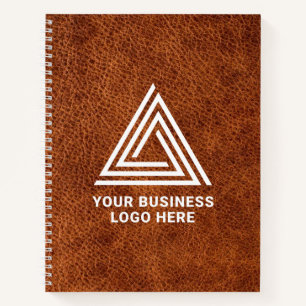 Faux Brown Leather Modern Business Logo Notitieboek