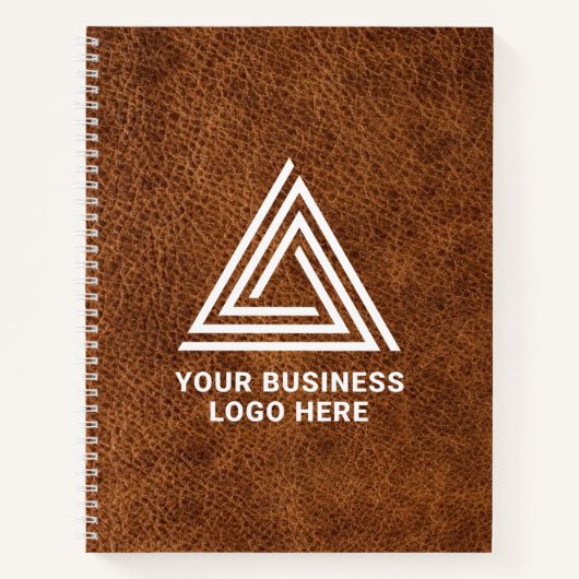 Faux Brown Leather Modern Business Logo Notitieboek (Voorkant)