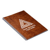 Faux Brown Leather Modern Business Logo Notitieboek (Rechterzijde)