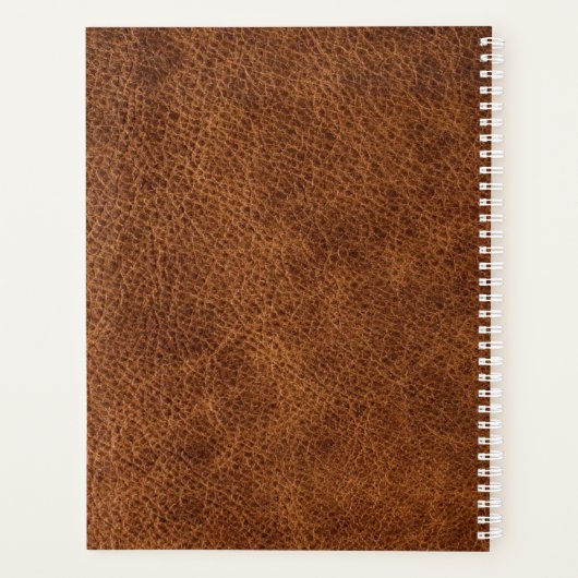 Faux Brown Leather Modern Business Logo Planner (Achterkant)