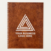 Faux Brown Leather Modern Business Logo Planner (Voorkant)