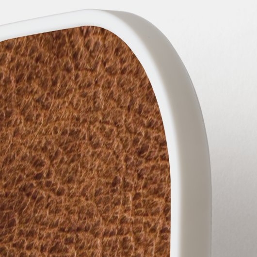 Faux Brown Leather Modern Monogram Pickleball Paddle (Links Detail)