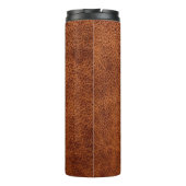 Faux Brown Leather Modern Monogram Thermosbeker (Achterkant)