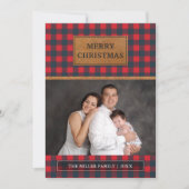 Faux Brown Leather Red Buffalo Pset Kerstmis Feestdagenkaart (Voorkant)