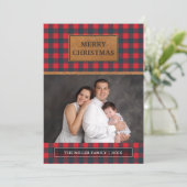 Faux Brown Leather Red Buffalo Pset Kerstmis Feestdagenkaart (Staand voorkant)