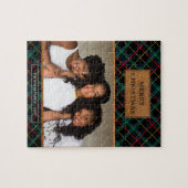 Faux Brown Leather Red en Green Tartan Kerstmis Legpuzzel (Horizontaal)