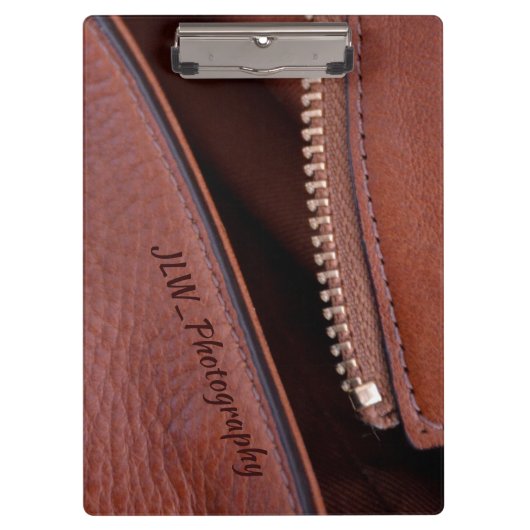 Faux Brown Leather Thoughts, Unzipped Persoonlijk Klembord (Voorkant)