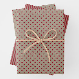 Faux Brown & Red Kraft Paper With Multi Patterns